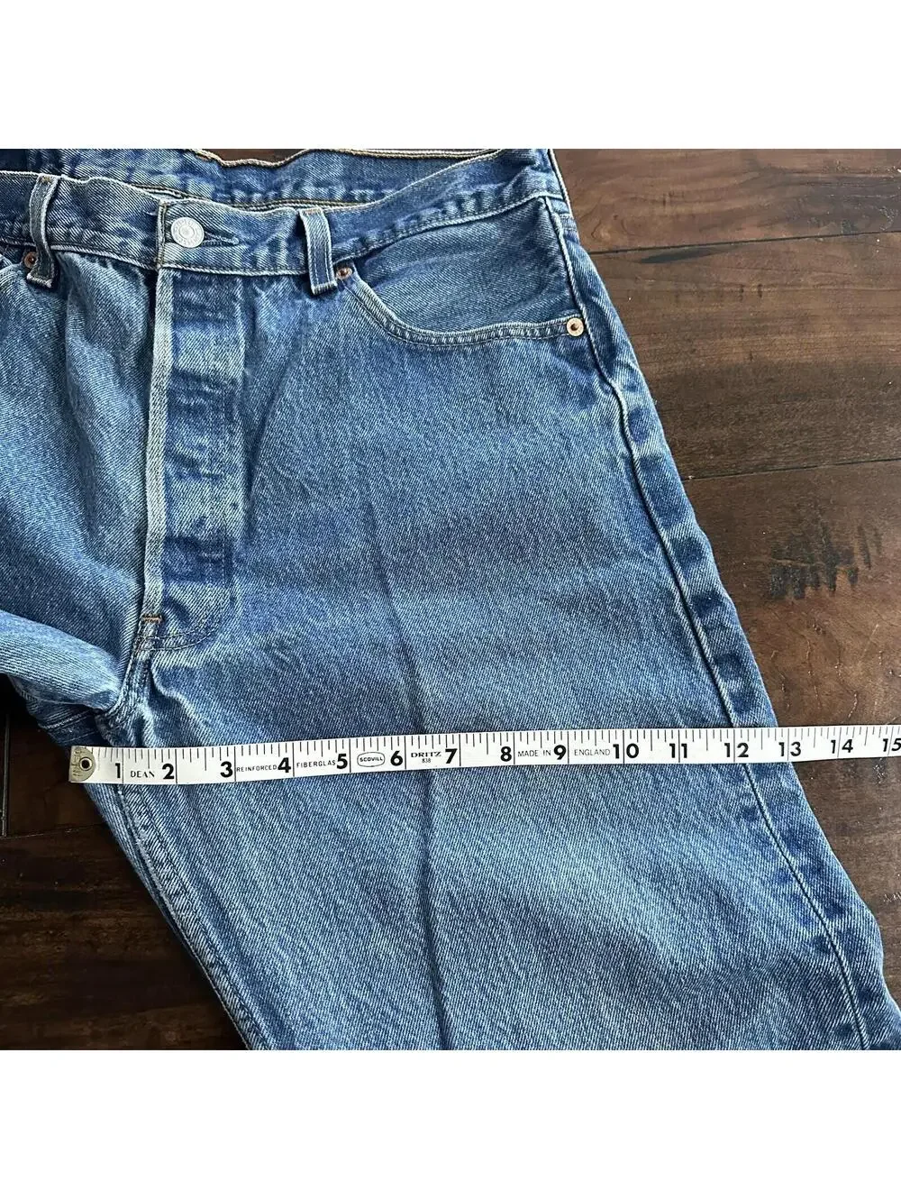 Levis 501 Vintage 90s Straight Leg XX Capri Jeans 36x34 Light Wash Act 32x25